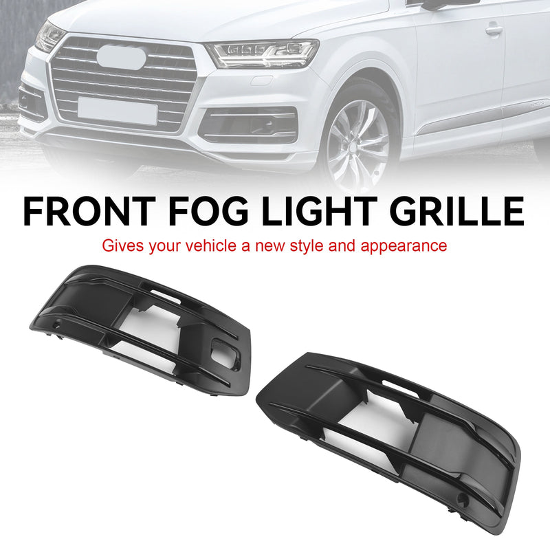 Black Audi Q7 4M Fog Light Grilles 2016-2019 - fitted on vehicle - Becquet Voiture