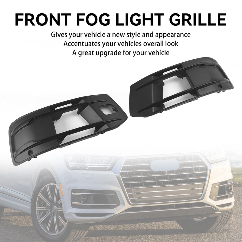 Black Audi Q7 4M Fog Light Grilles 2016-2019 - three-quarter view - Becquet Voiture