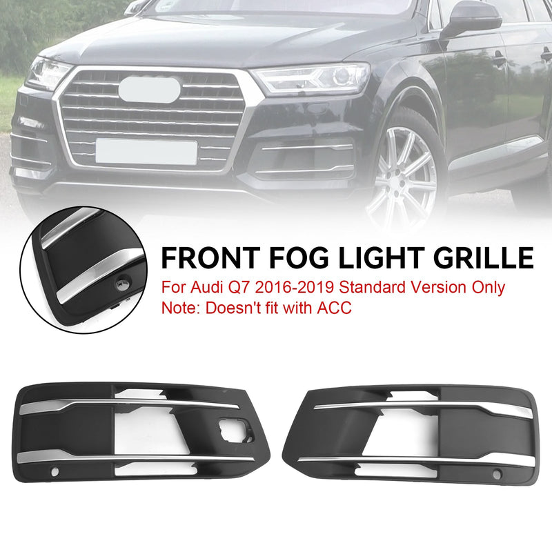 Black Chrome Audi Q7 Fog Light Grilles 2016-2019 - fitted on vehicle - Becquet Voiture
