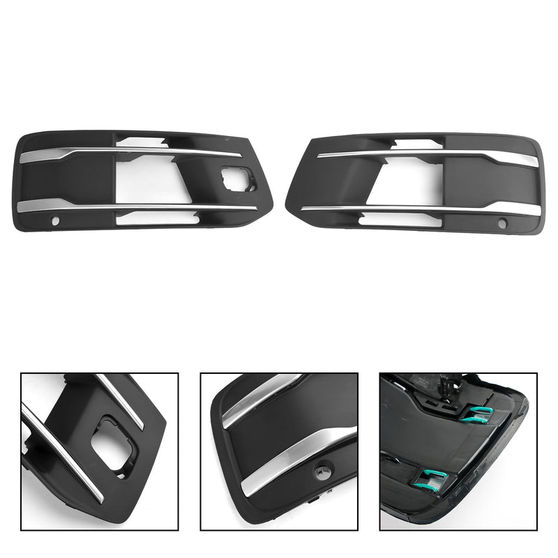 Black Chrome Audi Q7 Fog Light Grilles 2016-2019 - studio packshot - Becquet Voiture