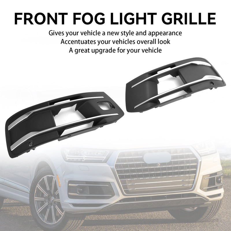 Black Chrome Audi Q7 Fog Light Grilles 2016-2019 - rear view - Becquet Voiture
