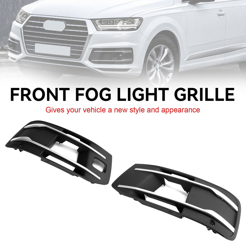 Black Chrome Audi Q7 Fog Light Grilles 2016-2019 - three-quarter view - Becquet Voiture