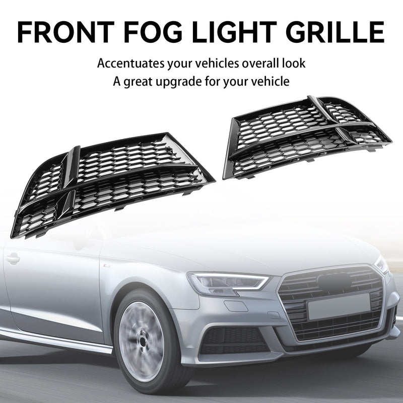Grilles Antibrouillard Avant Noir Audi A3 8V S-Line 2017-2019 - installé sur véhicule - Becquet Voiture