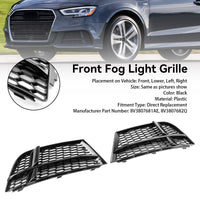 Grilles Antibrouillard Avant Noir Audi A3 8V S-Line 2017-2019 - vue de trois-quarts - Becquet Voiture