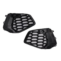 Black Honeycomb Fog Light Grilles Audi A3 S-Line 2021-2023 - three-quarter view - Becquet Voiture