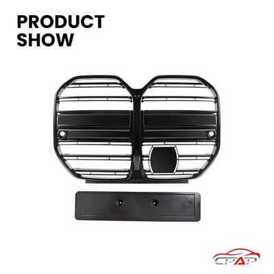 Grilles Avant BMW Série 4 G26 M4 CS Noir Brillant - installé sur véhicule - Becquet Voiture