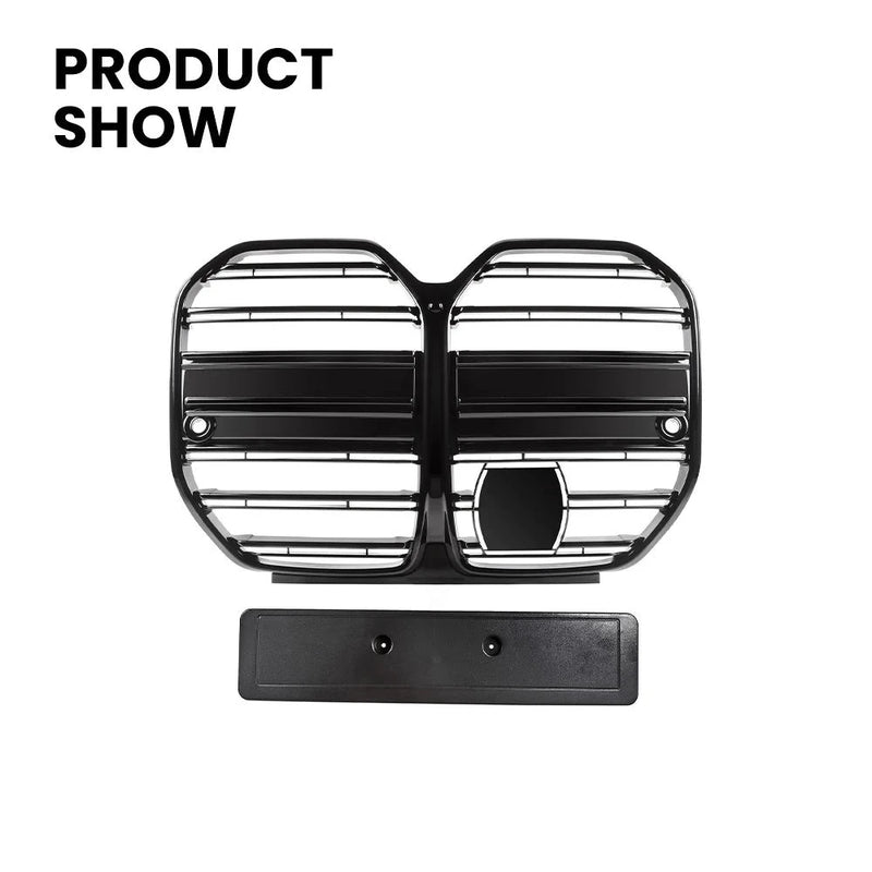 Grilles Avant BMW Série 4 G26 M4 CS Noir Brillant - installé sur véhicule - Becquet Voiture