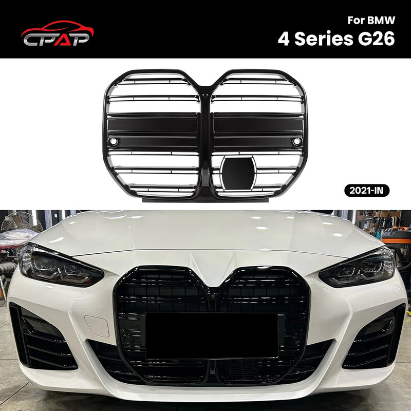 Grilles Avant BMW Série 4 G26 M4 CS Noir Brillant - vue de face - Becquet Voiture