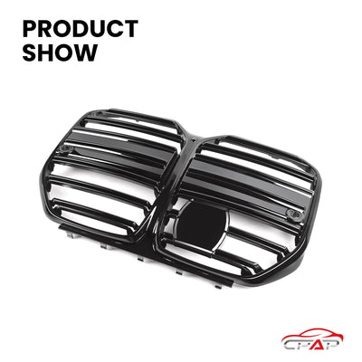 Grilles Avant BMW Série 4 G26 M4 CS Noir Brillant - vue de trois-quarts - Becquet Voiture
