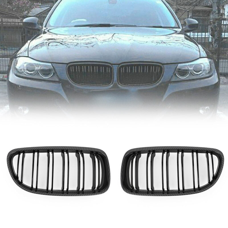 Grilles Calandre Avant Fibre Carbone BMW E90 E91 LCI 2008-2012 - vue de face - Becquet Voiture