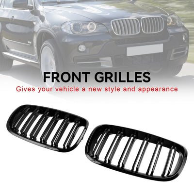 Grilles Calandre BMW X5 E70 X6 E71 Noir 2007-2013 - vue de trois-quarts - Becquet Voiture