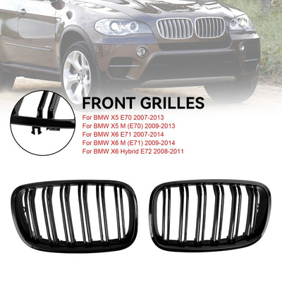 Grilles Calandre BMW X6 E71 E72 Noir Brillant 2007-2014 - installé sur véhicule - Becquet Voiture