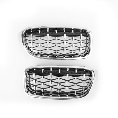 Grilles Calandre Diamantées BMW F30 Gloss Black 2012-2016 - détail du montage 2 - Becquet Voiture
