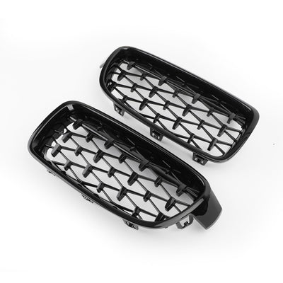 Grilles Calandre Diamantées BMW F30 Gloss Black 2012-2016 - installé sur véhicule - Becquet Voiture