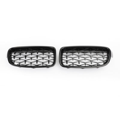 Grilles Calandre Diamantées BMW F30 Gloss Black 2012-2016 - vue de face 2 - Becquet Voiture