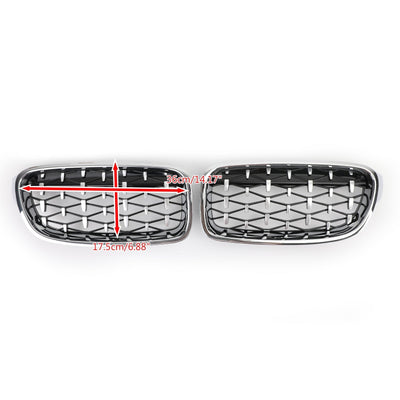 Grilles Calandre Diamantées BMW F30 Gloss Black 2012-2016 - vue de trois-quarts 2 - Becquet Voiture