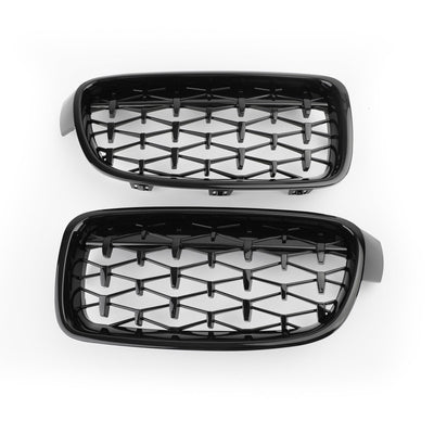 Grilles Calandre Diamantées BMW F30 Gloss Black 2012-2016 - vue de trois-quarts - Becquet Voiture