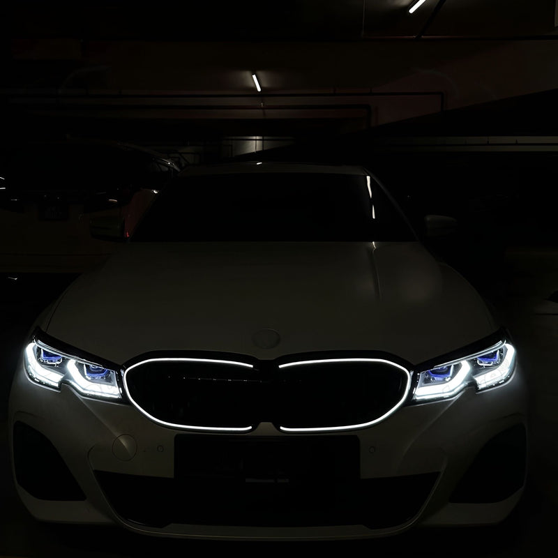Grilles calandre LED noires BMW Série 3 G20 simple double lame 2018-2025 - packshot studio - Becquet Voiture