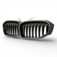 Grilles calandre LED noires BMW Série 3 G20 simple double lame 2018-2025 - vue de trois-quarts 2 - Becquet Voiture