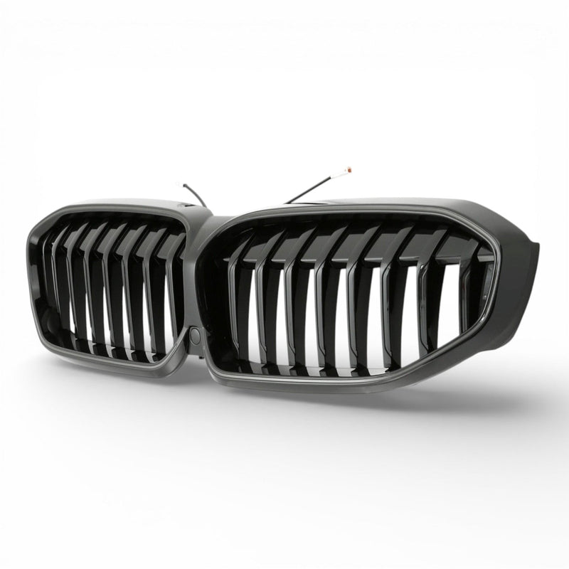 Grilles calandre LED noires BMW Série 3 G20 simple double lame 2018-2025 - vue de trois-quarts 2 - Becquet Voiture