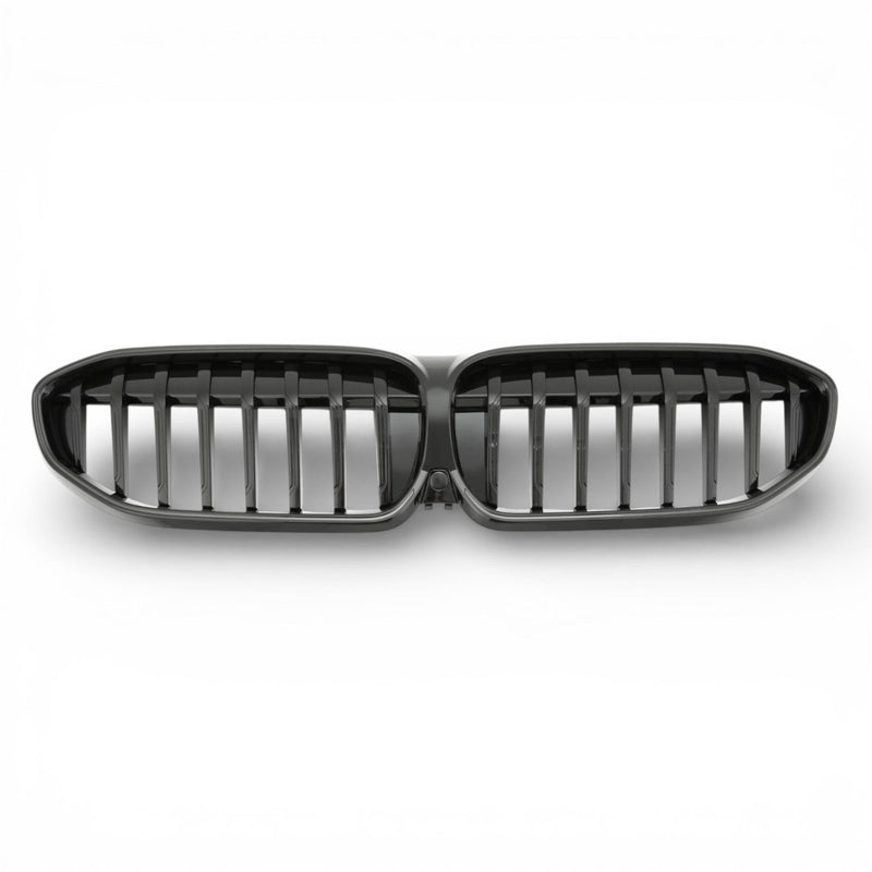 Grilles calandre LED noires BMW Série 3 G20 simple double lame 2018-2025 - vue de trois-quarts - Becquet Voiture