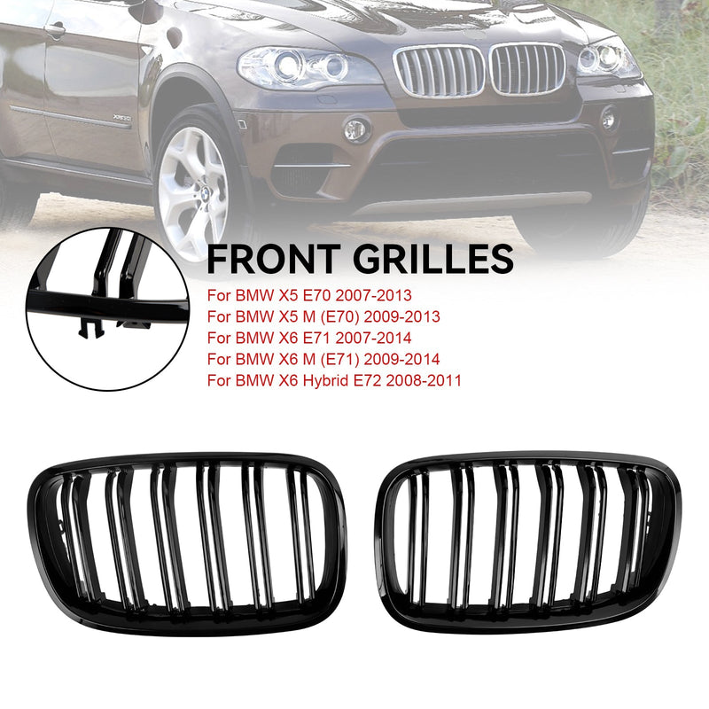 Grilles de Calandre Noir Brillant BMW X5 E70 2007-2013 - installé sur véhicule - Becquet Voiture
