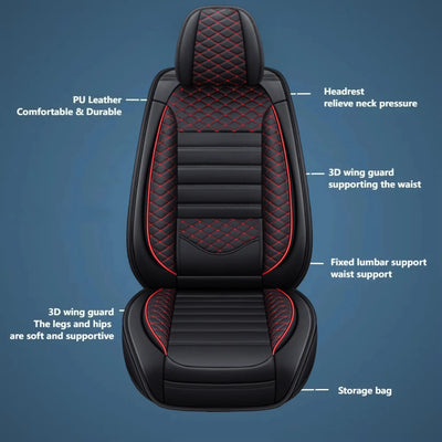 Housse de Siège Auto Cuir Universelle Support Lombaire - installé sur véhicule - Becquet Voiture