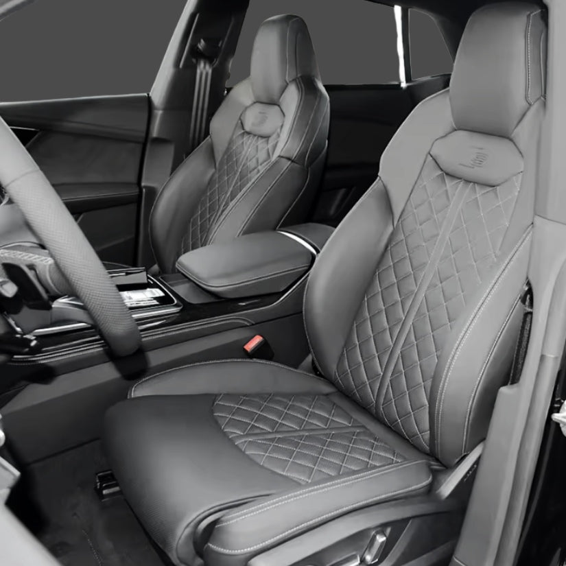 Housse Siege Sur Mesure Audi Q8 Cuir - vue de face - Becquet Voiture