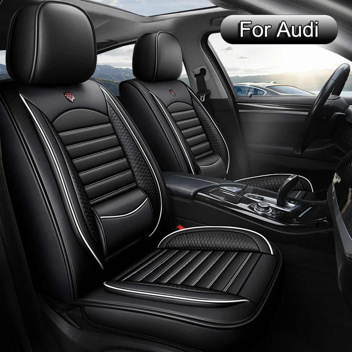 Housses de Siège Auto Cuir Compatibles Audi - vue de face - Becquet Voiture