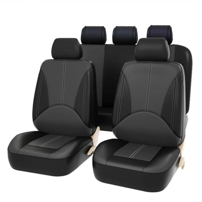 Housses de Siège Auto Universelles Cuir 5 Places (Kit 9 Pièces) - vue de face - Becquet Voiture