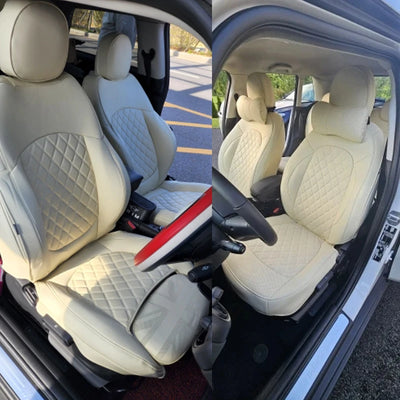 Housses de Siège Mini Cooper Ensemble Complet Beige - vue arrière - Becquet Voiture