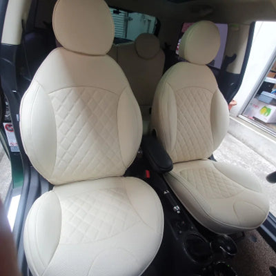 Housses de Siège Mini Cooper Ensemble Complet Beige - vue de trois-quarts - Becquet Voiture