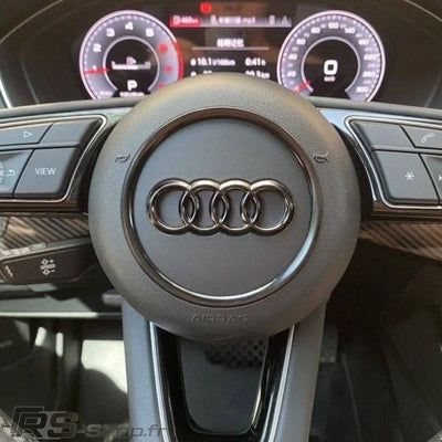 Insert Cerclage et Logo Volant Audi Noir Chrome - vue arrière 2 - Becquet Voiture