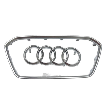 Insert Cerclage et Logo Volant Audi Noir Chrome - vue de face 2 - Becquet Voiture