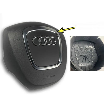 Insert Cerclage et Logo Volant Audi Noir Chrome - vue de profil 2 - Becquet Voiture