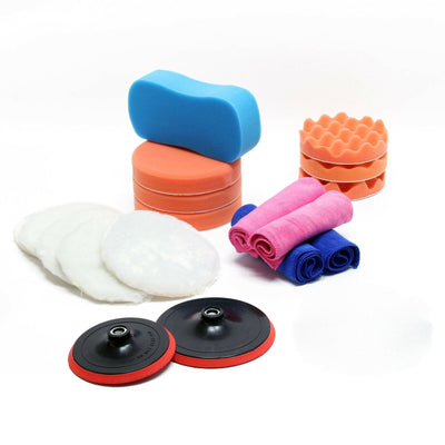 Jeu 19 Pièces Accessoires Polissage Éponge - vue de face - Becquet Voiture