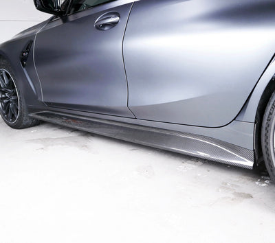 Jupes Latérales 3D Fibre Carbone BMW M3 G80 G82 - installé sur véhicule - Becquet Voiture