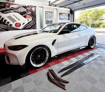 Jupes Latérales Fibre Carbone BMW M3 G80 G82 - installé sur véhicule - Becquet Voiture
