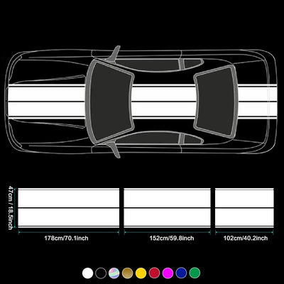 Kit Autocollants Voiture Rayures de Course 6 Pièces - packshot studio - Becquet Voiture