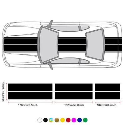 Kit Autocollants Voiture Rayures de Course 6 Pièces - vue arrière 2 - Becquet Voiture