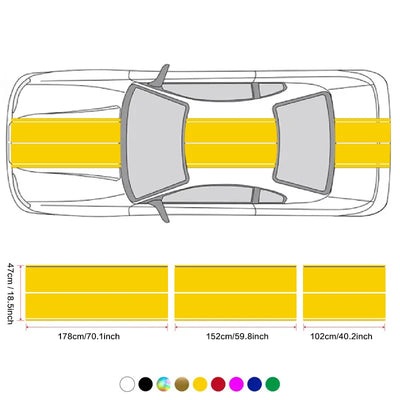Kit Autocollants Voiture Rayures de Course 6 Pièces - vue de profil 2 - Becquet Voiture