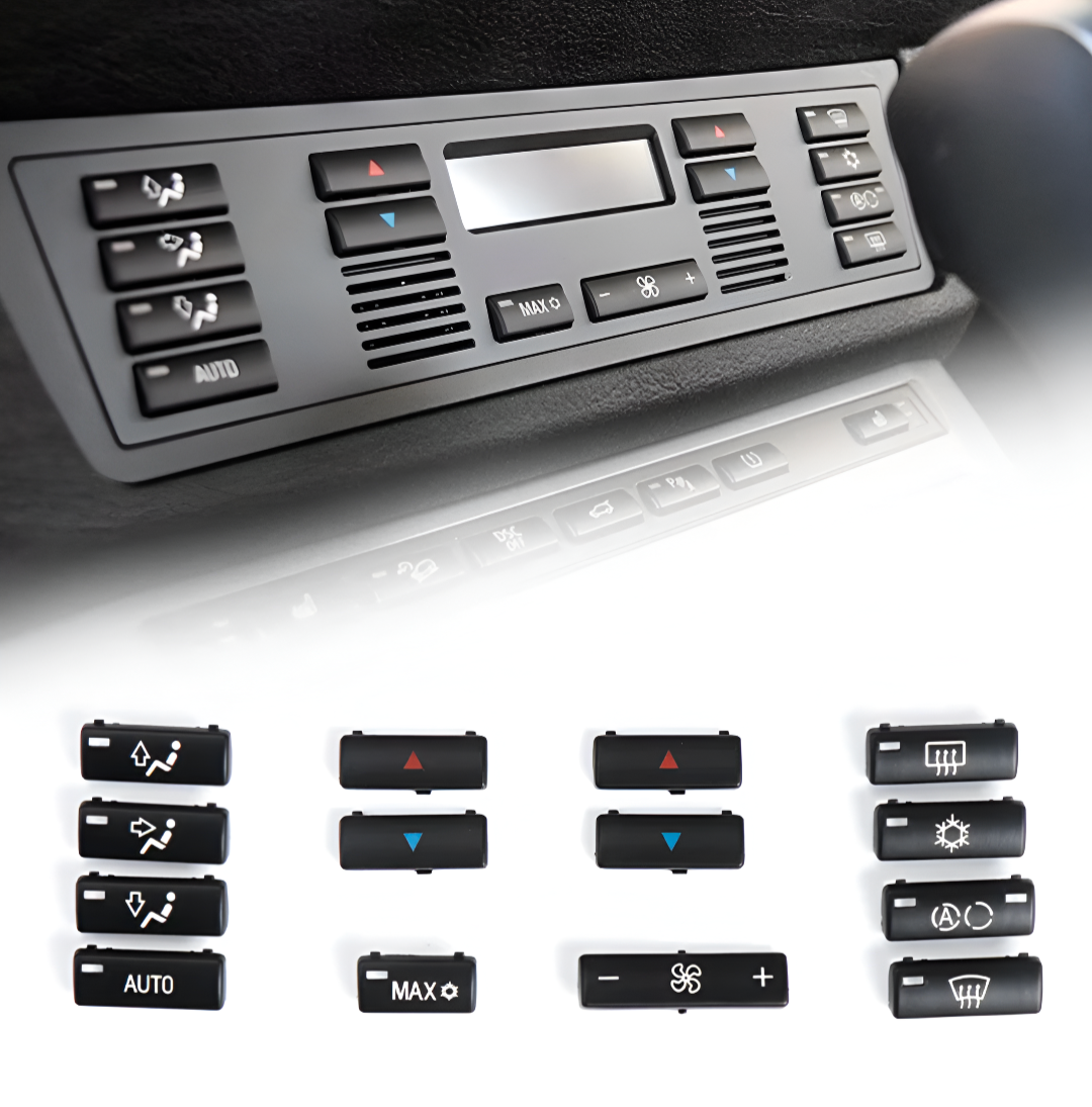 Kit boutons climatisation chauffage BMW Série 5 E39 1996-2003 - vue de face - Becquet Voiture
