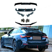 Heckkarosserie-Kit in glänzendem Schwarz für BMW 4er G26 - Vorderansicht - Becquet Voiture