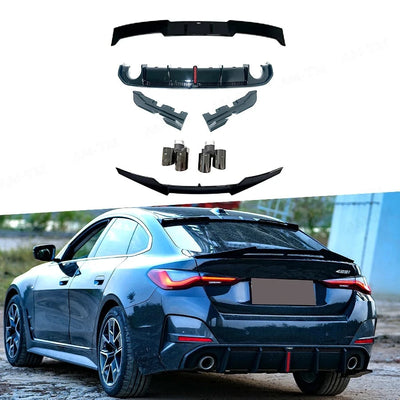 Kit Carrosserie Arrière Noir Brillant BMW Série 4 G26 - vue de face - Becquet Voiture