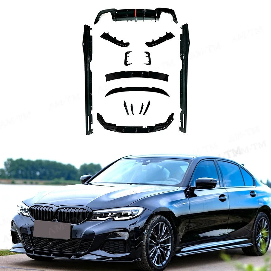 Kit Carrosserie BMW Série 3 G20 2020-2022 Noir Brillant - vue de face - Becquet Voiture