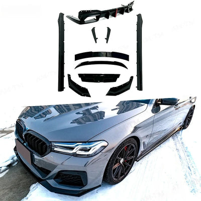 Kit Carrosserie BMW Série 5 G30 Noir Brillant LED - vue de face - Becquet Voiture