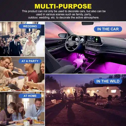 Kit d'Ambiance LED Intérieur Voiture 48 LED DC 12V App - détail du montage - Becquet Voiture