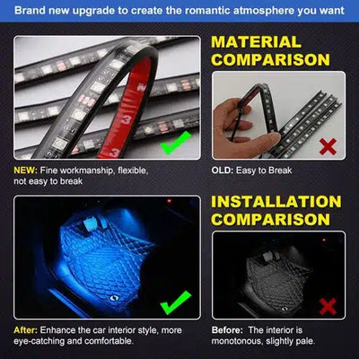 Kit d'Ambiance LED Intérieur Voiture 48 LED DC 12V App - installé sur véhicule - Becquet Voiture