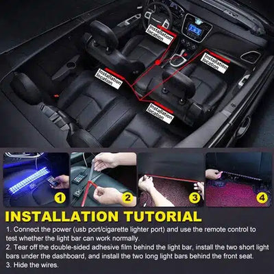 Kit d'Ambiance LED Intérieur Voiture 48 LED DC 12V App - packshot studio - Becquet Voiture