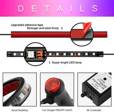 Kit d'Ambiance LED Intérieur Voiture 48 LED DC 12V App - vue de trois-quarts - Becquet Voiture